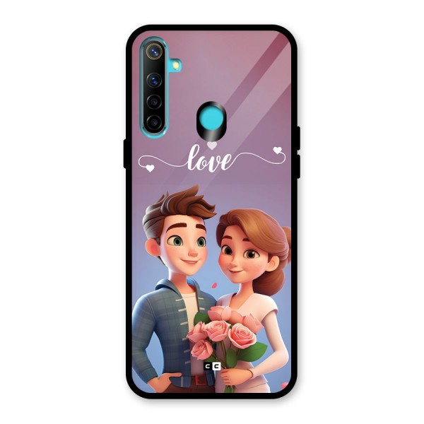 Couple With Flower Glass Back Case for Realme 5