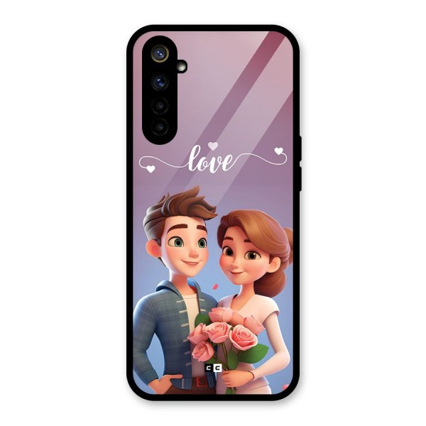 Couple With Flower Glass Back Case for Realme 6