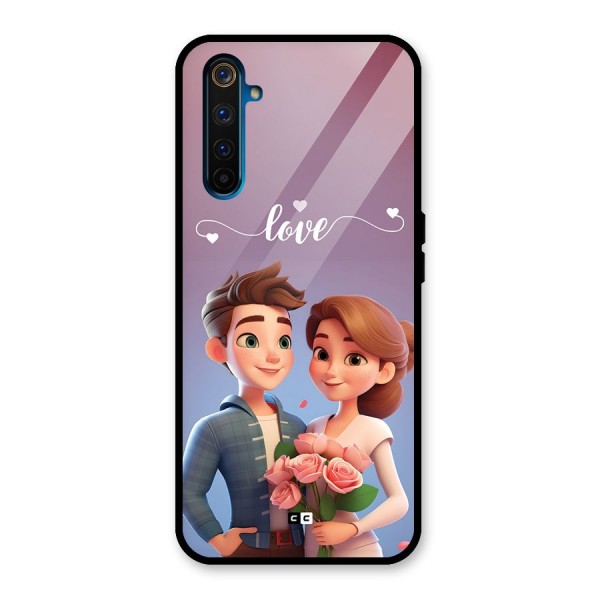 Couple With Flower Glass Back Case for Realme 6 Pro