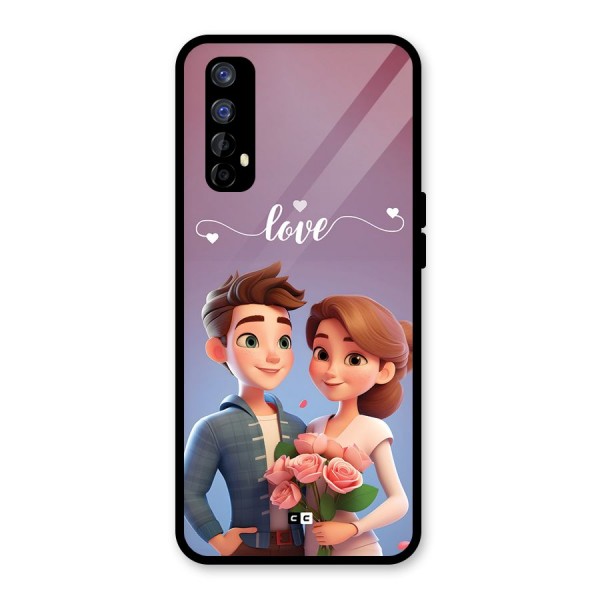 Couple With Flower Glass Back Case for Realme 7