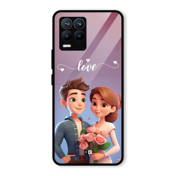 Couple With Flower Glass Back Case for Realme 8