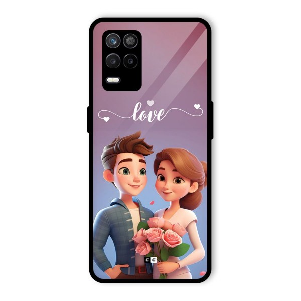 Couple With Flower Glass Back Case for Realme 9 5G