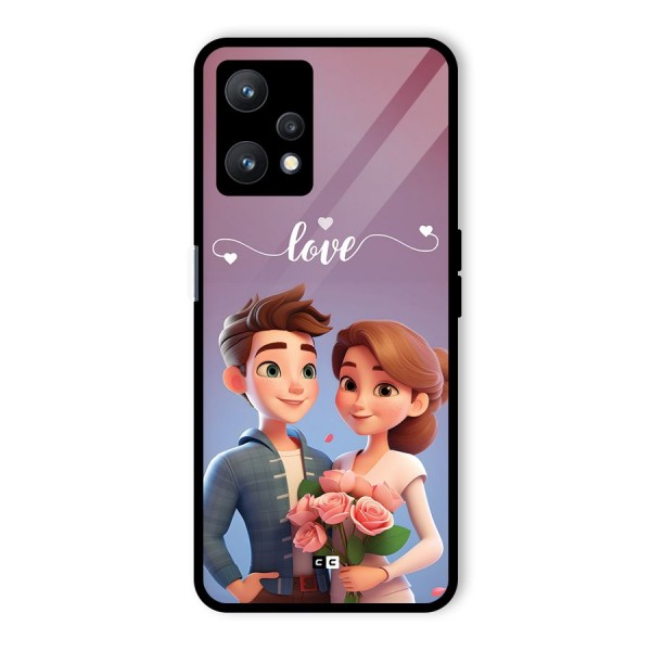 Couple With Flower Glass Back Case for Realme 9 Pro 5G