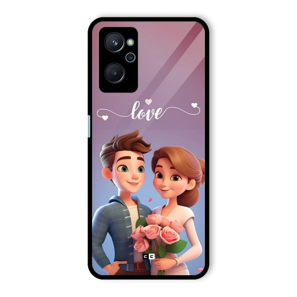 Couple With Flower Glass Back Case for Realme 9i