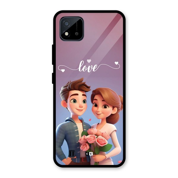 Couple With Flower Glass Back Case for Realme C11 2021