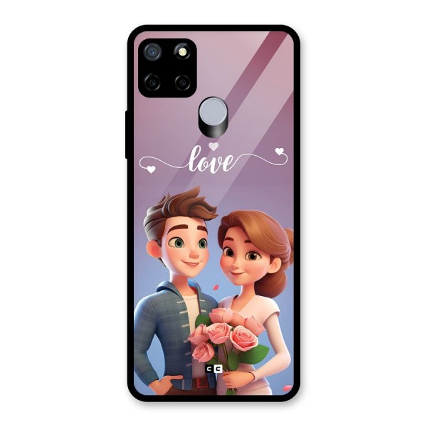 Couple With Flower Glass Back Case for Realme C15