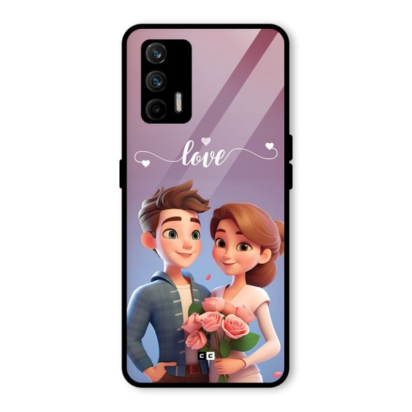 Couple With Flower Glass Back Case for Realme GT 5G