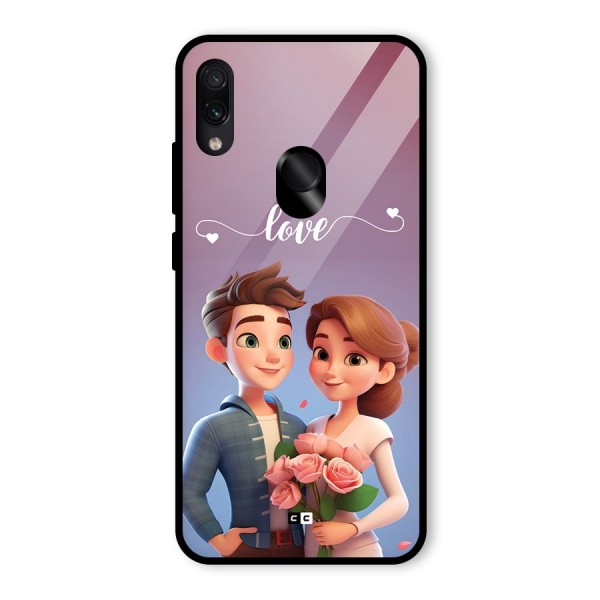 Couple With Flower Glass Back Case for Redmi Note 7S