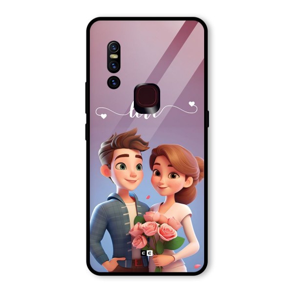 Couple With Flower Glass Back Case for Vivo V15