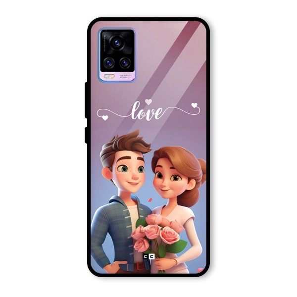 Couple With Flower Glass Back Case for Vivo V20 Pro