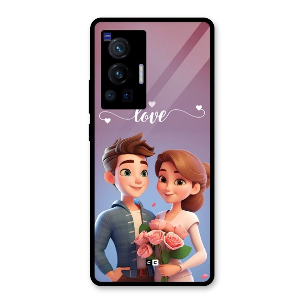 Couple With Flower Glass Back Case for Vivo X70 Pro