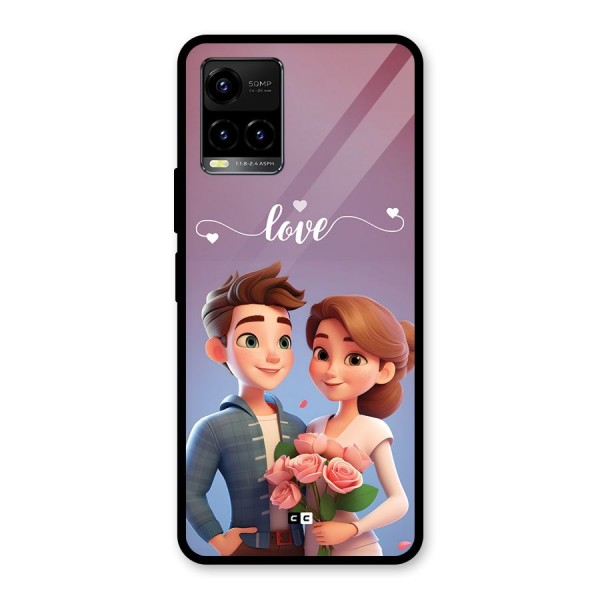 Couple With Flower Glass Back Case for Vivo Y21T
