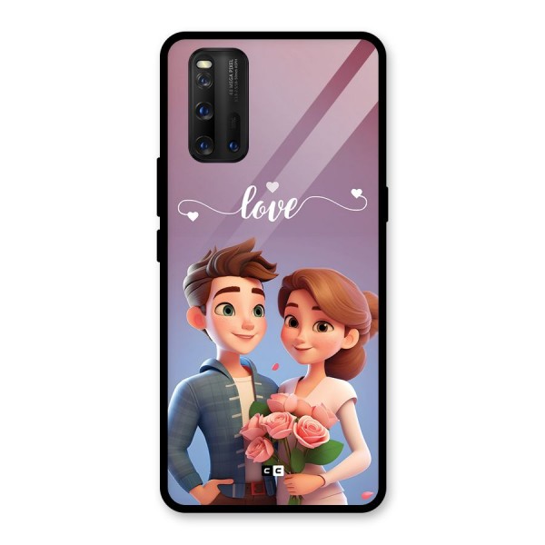 Couple With Flower Glass Back Case for Vivo iQOO 3