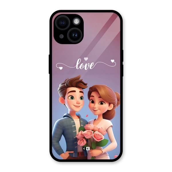 Couple With Flower Glass Back Case for iPhone 14