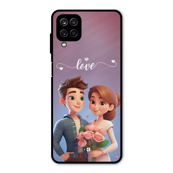 Couple With Flower Metal Back Case for Galaxy A12