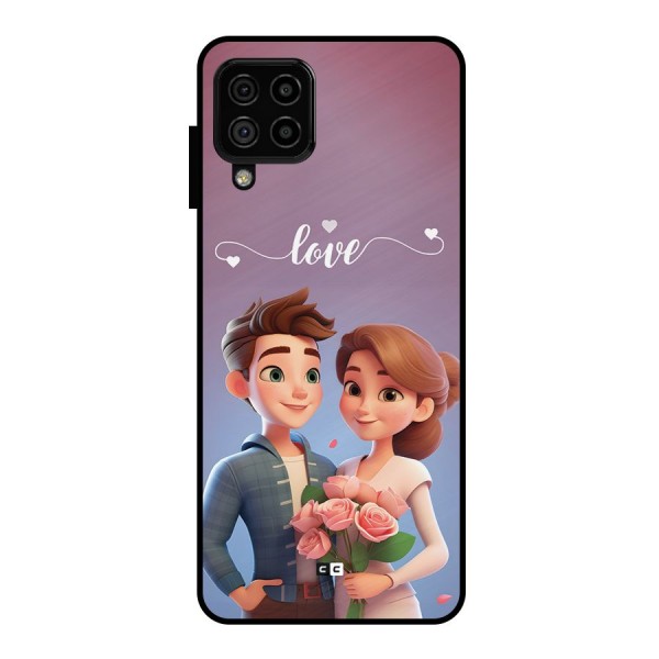 Couple With Flower Metal Back Case for Galaxy A22 4G