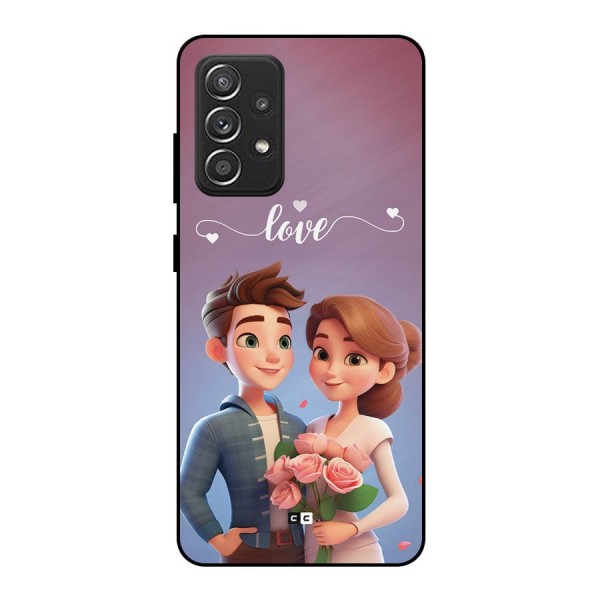 Couple With Flower Metal Back Case for Galaxy A52