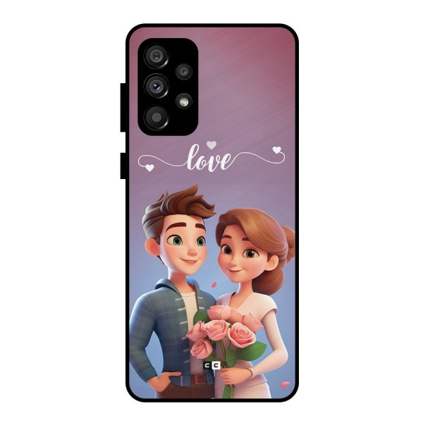 Couple With Flower Metal Back Case for Galaxy A73 5G