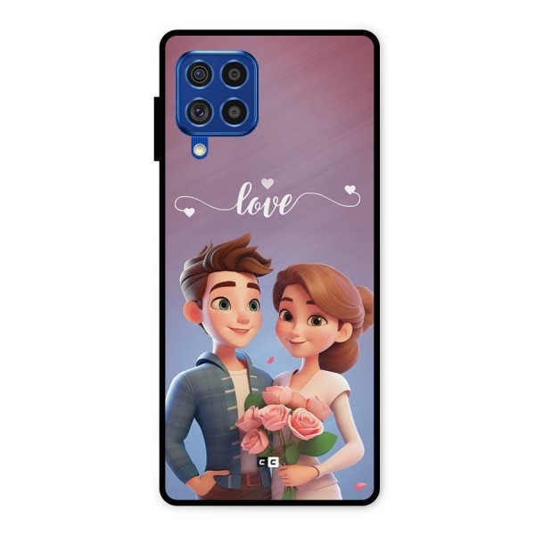 Couple With Flower Metal Back Case for Galaxy F62