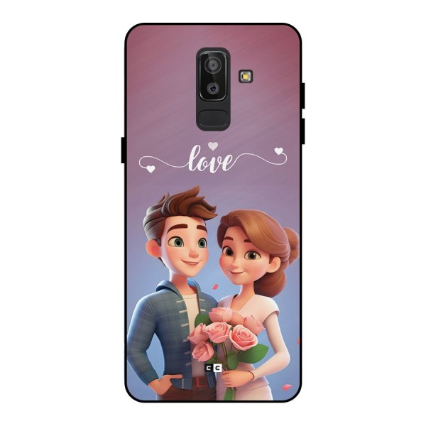 Couple With Flower Metal Back Case for Galaxy J8