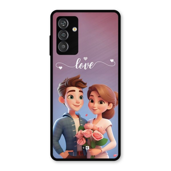 Couple With Flower Metal Back Case for Galaxy M14 5G