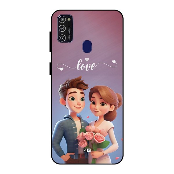 Couple With Flower Metal Back Case for Galaxy M21