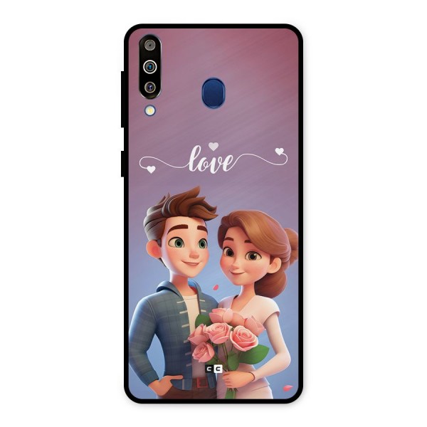 Couple With Flower Metal Back Case for Galaxy M30