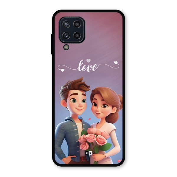 Couple With Flower Metal Back Case for Galaxy M32