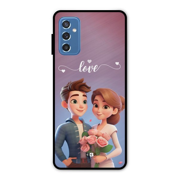 Couple With Flower Metal Back Case for Galaxy M52 5G