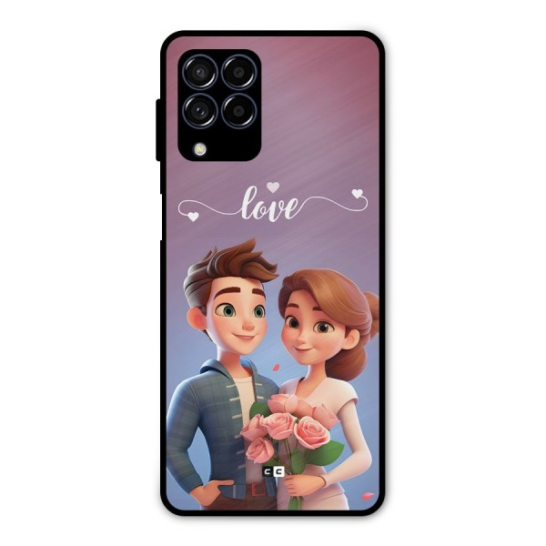 Couple With Flower Metal Back Case for Galaxy M53 5G
