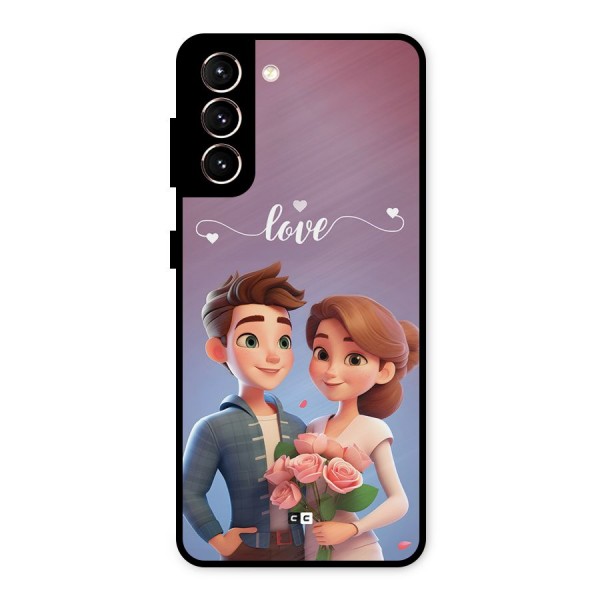 Couple With Flower Metal Back Case for Galaxy S21 5G