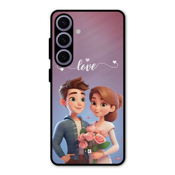 Couple With Flower Metal Back Case for Galaxy S24