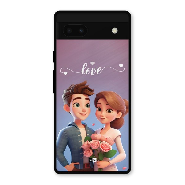 Couple With Flower Metal Back Case for Google Pixel 6a