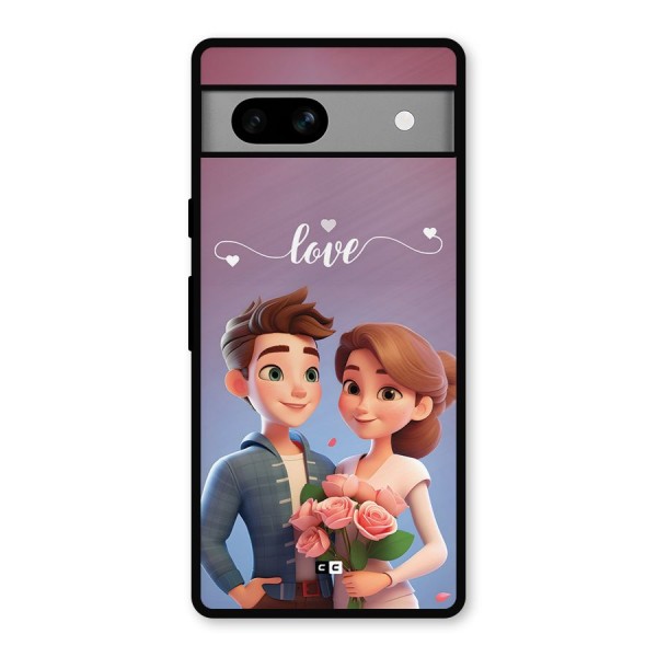 Couple With Flower Metal Back Case for Google Pixel 7a