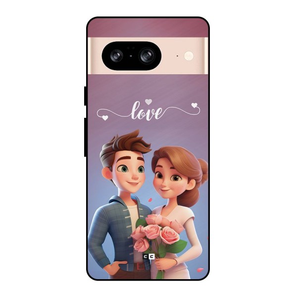 Couple With Flower Metal Back Case for Google Pixel 8