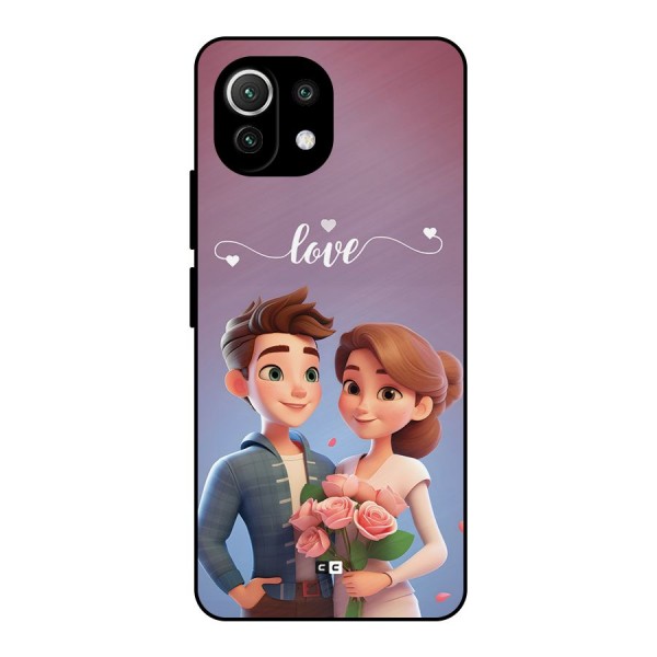 Couple With Flower Metal Back Case for Mi 11 Lite