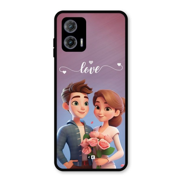 Couple With Flower Metal Back Case for Moto G73