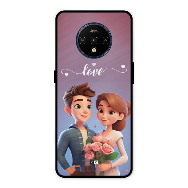 Couple With Flower Metal Back Case for OnePlus 7T