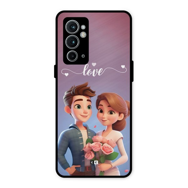 Couple With Flower Metal Back Case for OnePlus 9RT 5G