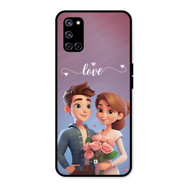 Couple With Flower Metal Back Case for Oppo A52