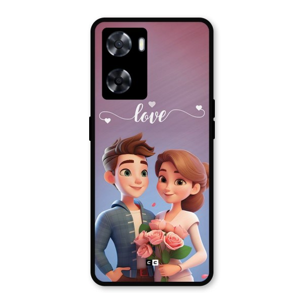 Couple With Flower Metal Back Case for Oppo A57 2022