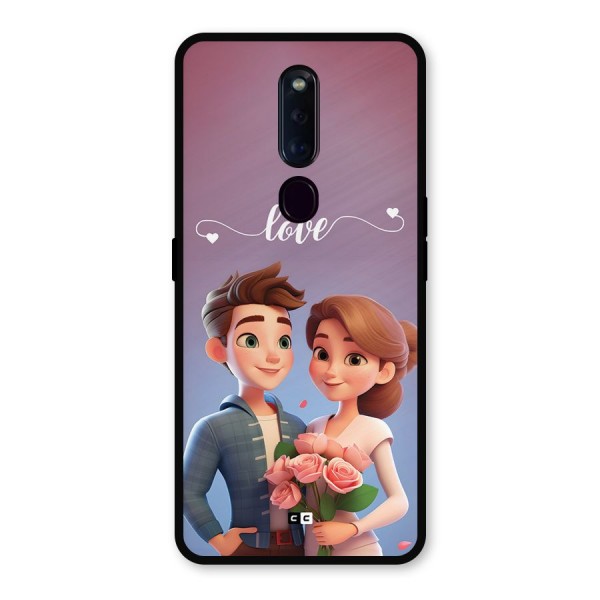 Couple With Flower Metal Back Case for Oppo F11 Pro