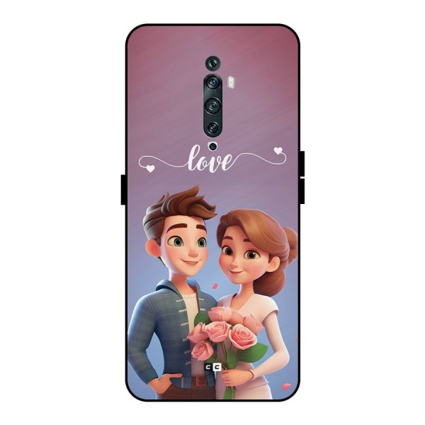 Couple With Flower Metal Back Case for Oppo Reno2 F