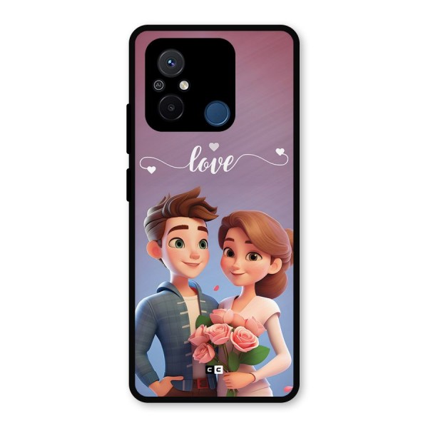 Couple With Flower Metal Back Case for Poco C55