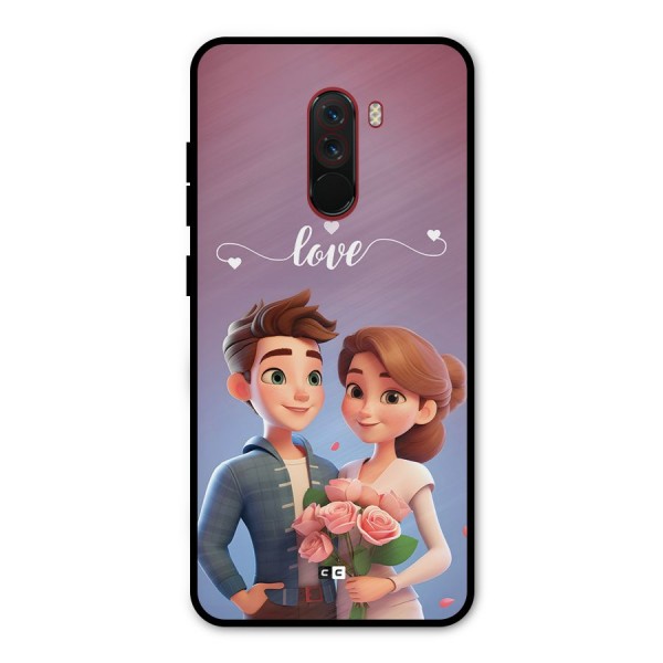 Couple With Flower Metal Back Case for Poco F1