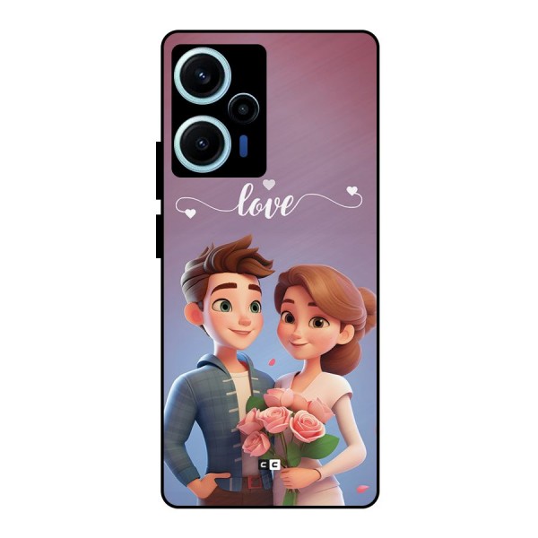 Couple With Flower Metal Back Case for Poco F5