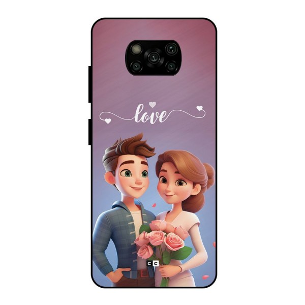 Couple With Flower Metal Back Case for Poco X3