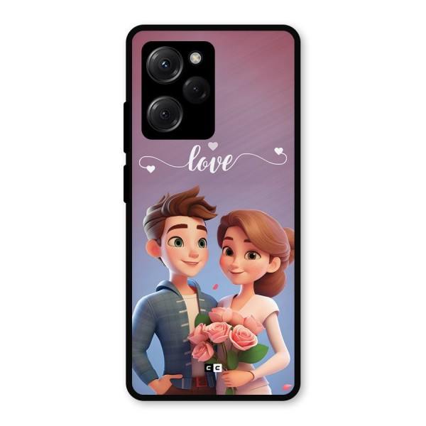 Couple With Flower Metal Back Case for Poco X5 Pro