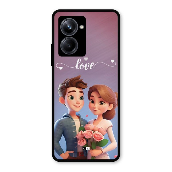 Couple With Flower Metal Back Case for Realme 10 Pro