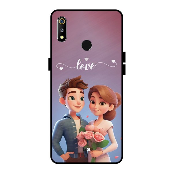 Couple With Flower Metal Back Case for Realme 3